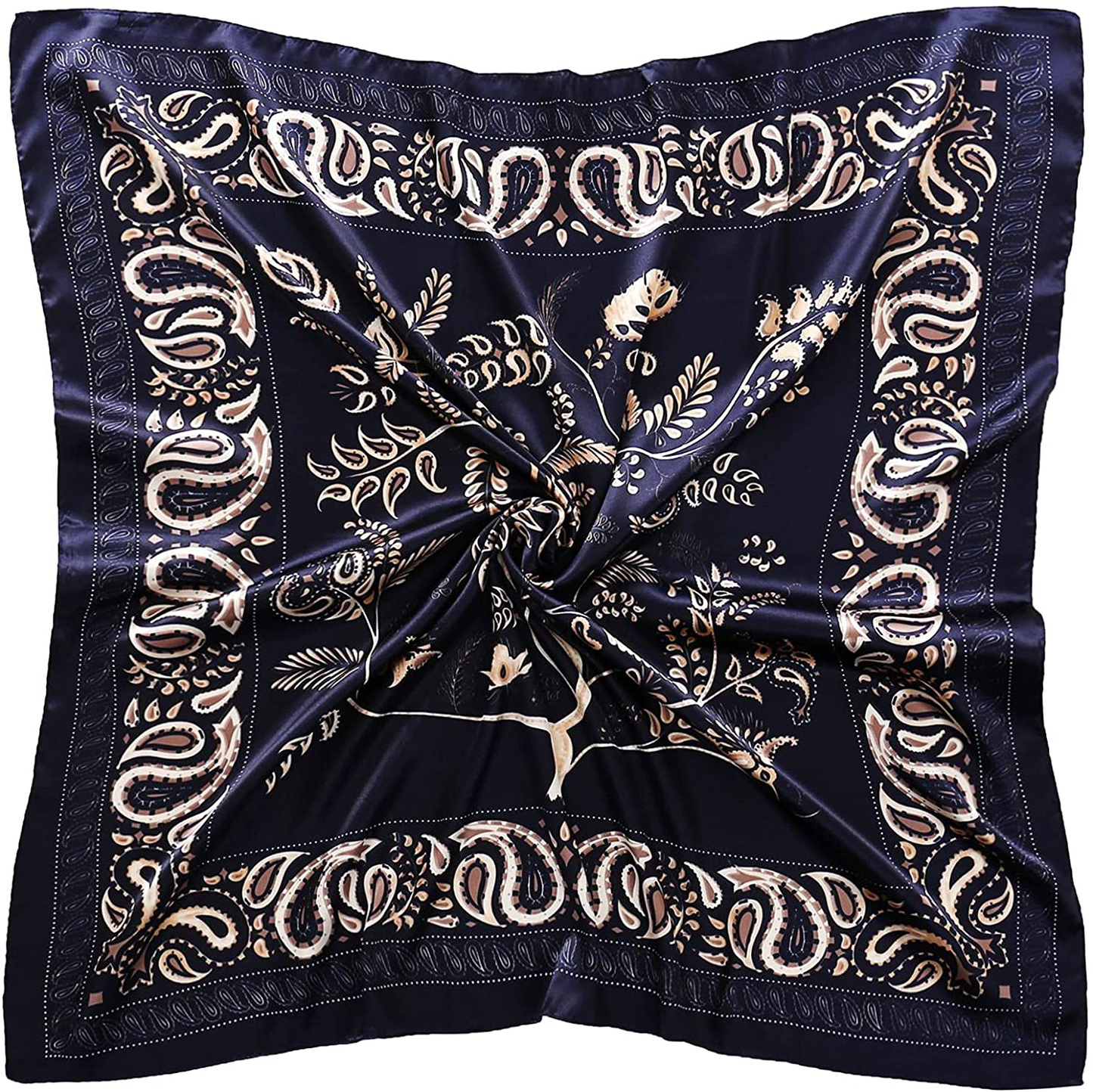 35" Square Silk Like Head Scarf - Women's Fashion Silk Feeling Scarf