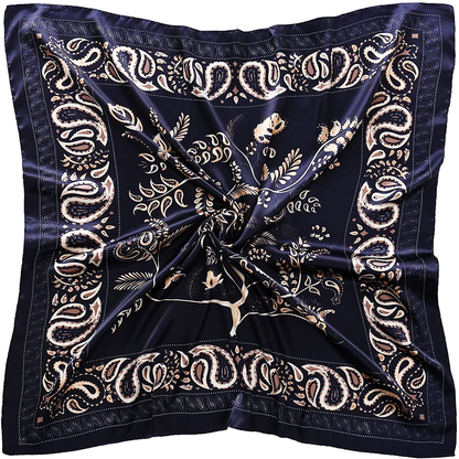 35" Square Silk Like Head Scarf - Women's Fashion Silk Feeling Scarf