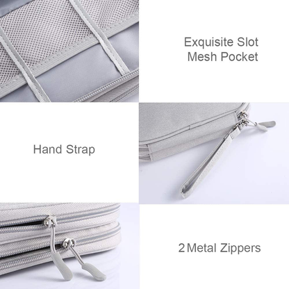 DDgro Electronics Travel Organizer, Waterproof Tech Accessories Pouch Bag for Keeping Certificates/Charger/Power Bank/Cables/Mouse/Earphone/Students’ stationeries Organized (Light Gray)