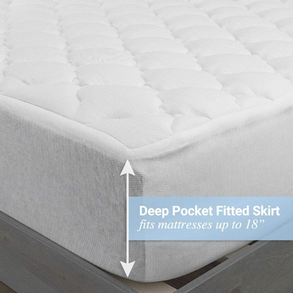 eLuxurySupply Double Thick Rayon Bamboo Mattress Topper with Fitted Skirt - Extra Plush Cooling Bamboo Mattress Pad - Hypoallergenic Down Alternative Fill - Twin XL