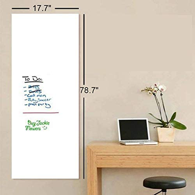 Dry Erase Board Sticker for Wall Whiteboard Sticker Peel and Stick Office Board Stick on Whiteboard Self Stick Removable Wallpaper Homeworking Office Home Fridge 17.5x78.7 Inches (45x200cm)
