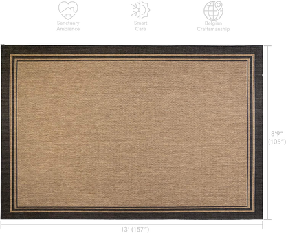 Gertmenian Tropical Collection Outdoor Rug Patio Area Carpet, 2x6 Runner, Nut Brown Black Border