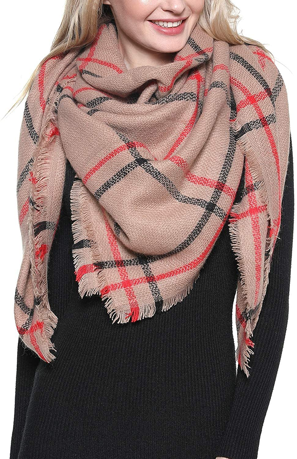 Trendy Plaid Blanket Scarf Women Big Oversized Long Scarves Warm Winter Tartan Checked Shawl Wrap Scarf Gift