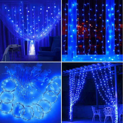 String Lights Curtain, USB Powered Fairy Lights for Bedroom Party, 8 Modes & IP64 Waterproof Ideal for Garden, Patio 