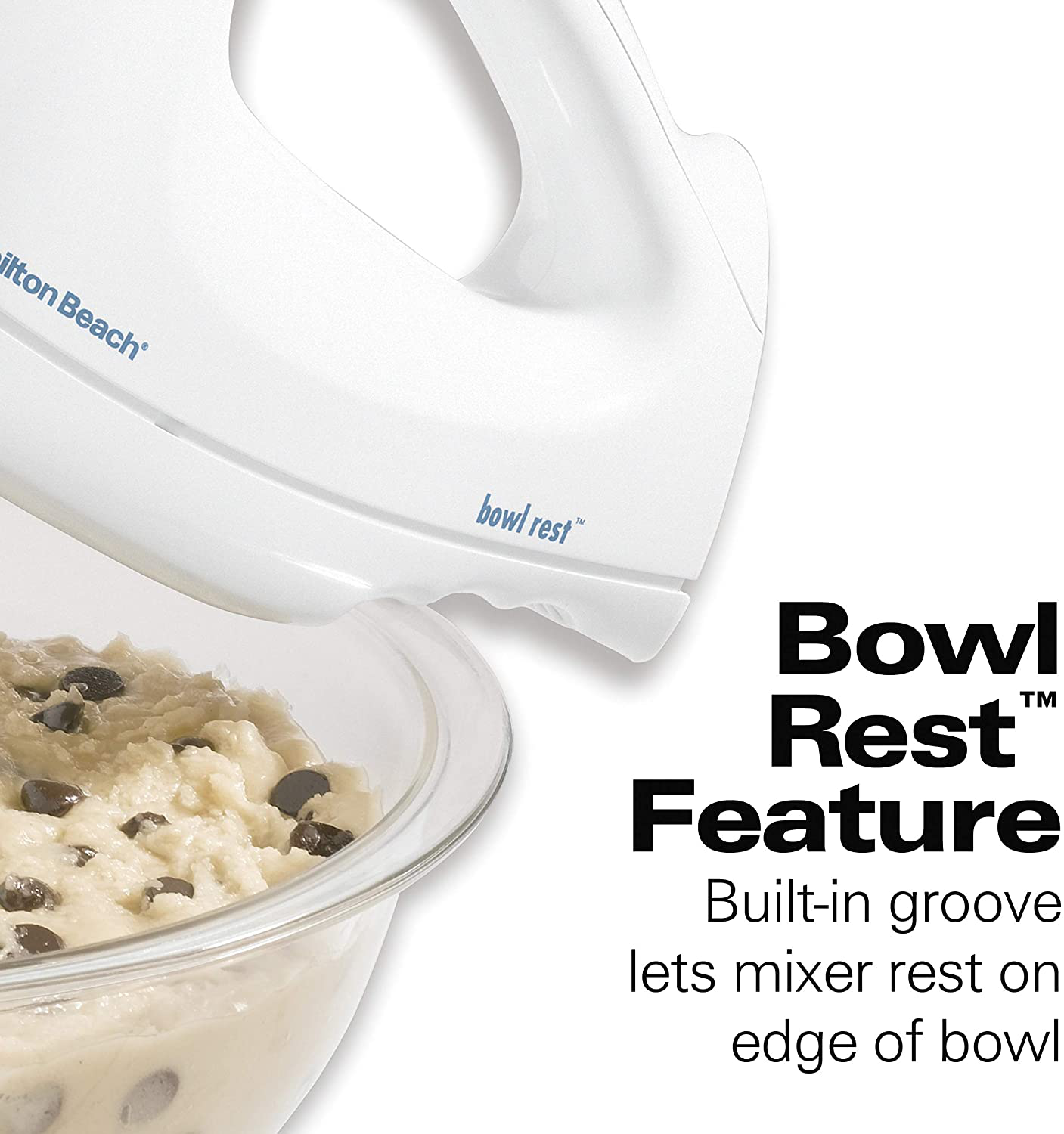 Hamilton Beach 6-Speed Electric Hand Mixer, Beaters and Whisk, with Snap-On Storage Case, White