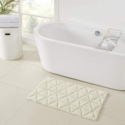 Luxury Diamond Chenille Bath Rug, Non-Slip, Absorbent Plush Bath Mat for Tub, Shower and Bathroom