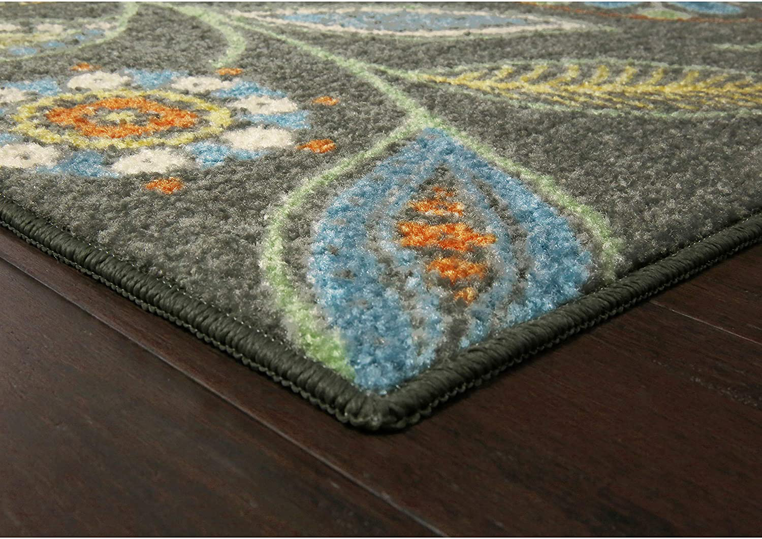 Maples Rugs Reggie Floral Non Skid 2pc Kitchen Rugs Set [Made in USA] Washable Floor Mat for Under Sink, Entryway, and Laundry Multi, 2pc Set, Beige