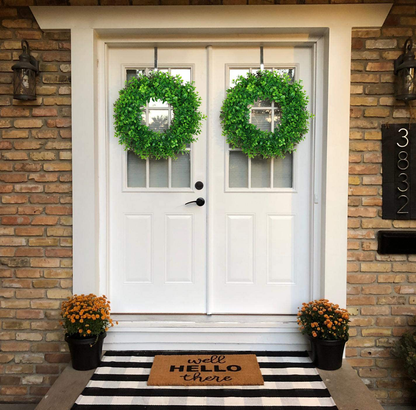 U'Artlines 17" Front Door Wreaths Artificial Spring Summer Greenery Hanging Garland for Home Wedding Wall Window Decoration (17'' Boxwood)