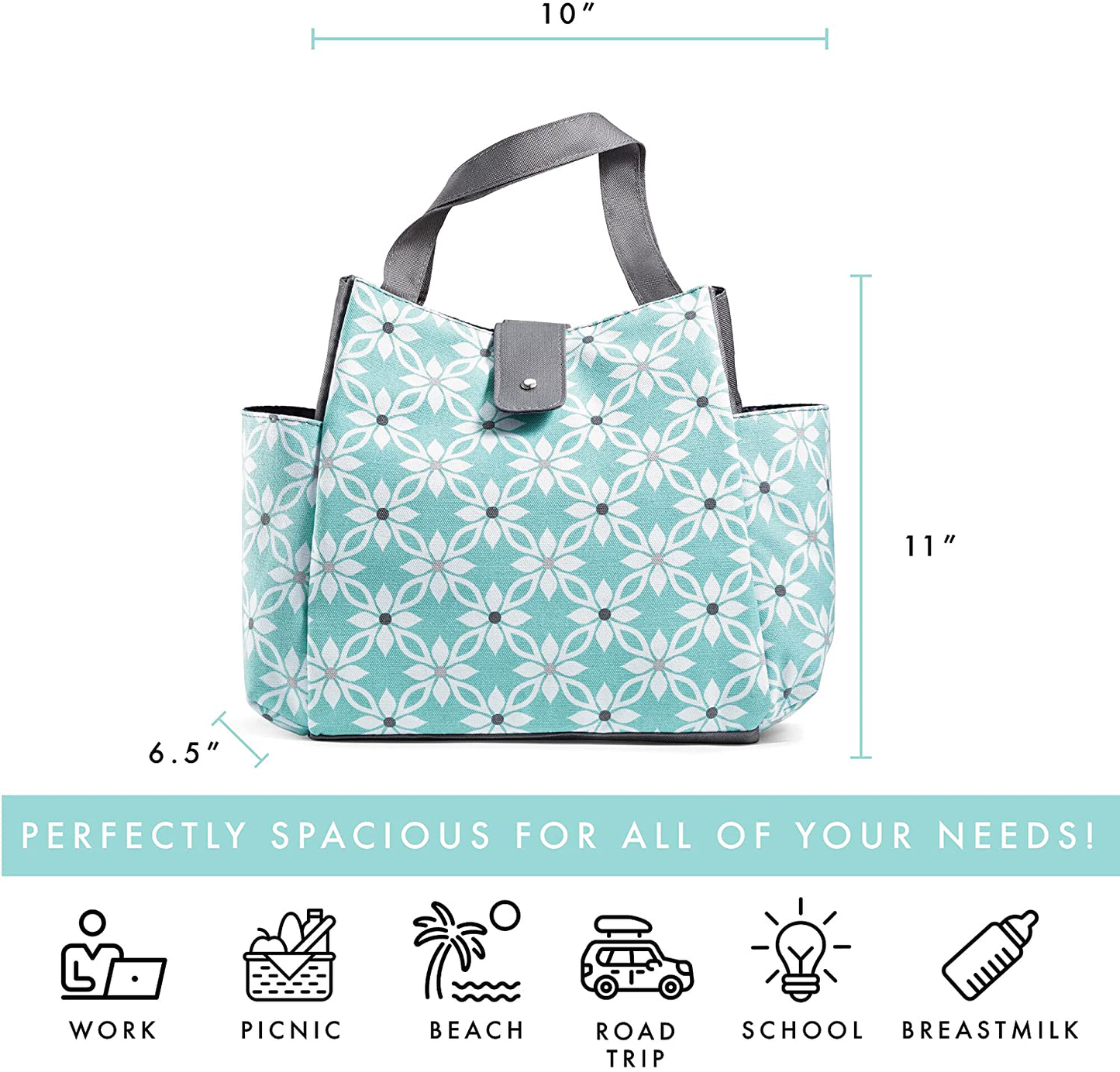 Fit + Fresh Westport Insulated Soft Liner Lunch Bag Kit, Classic Navy Dot