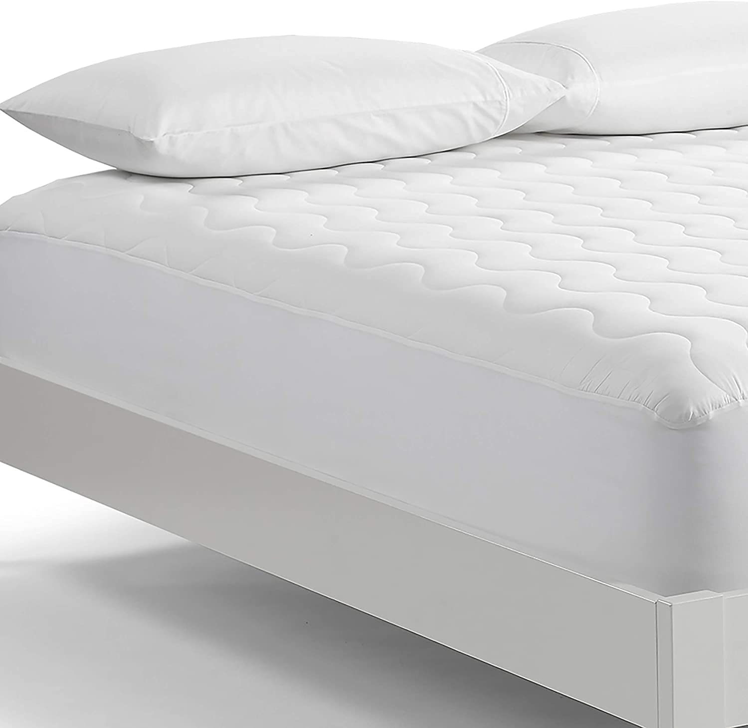 Serta Perfect Sleeper Basic Comfort Mattress Pad, Air Dry Moisture Wicking, Microfiber Fill, Scotchgard Stain Release, Antimicrobial Odor Protection, Cooling, Full, White