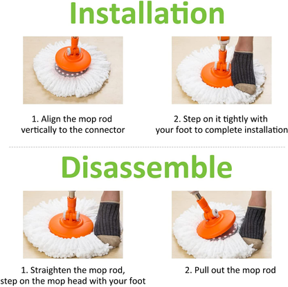 GIBTOOL 4 Pack Mop Head Replacement for Hurricane Spin Mop Replacement Head Microfiber Spin Mop Refills Easy Cleaning Round Shape Standard Size
