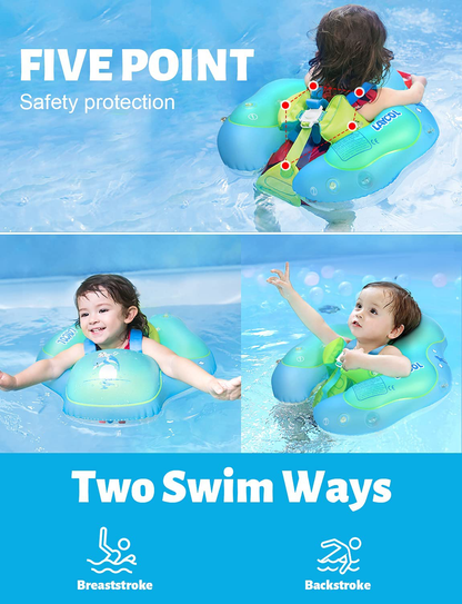 LAYCOL Baby Swimming Float Inflatable Baby Pool Float Ring Newest with Sun Protection Canopy,add Tail no flip Over for Age of 3-36 Months (Orange, L)