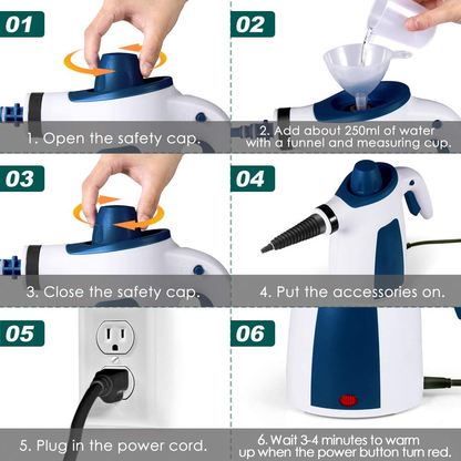 Handheld Pressurized Steam Cleaner, All Natural Household Steam Cleaning with 9-Piece Accessory Set, Multi-Purpose and Multi-Surface Steam Cleaner for Kitchen, Bathroom, Windows, Car Seat, Floor More