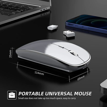 Halpilt Wireless Mouse Rechargeable, Portable, Silent Click USB-A Type-C Dual Mode 3 Adjustable DPI Business Office Leisure Home Small Mouse (Q23S Grey)
