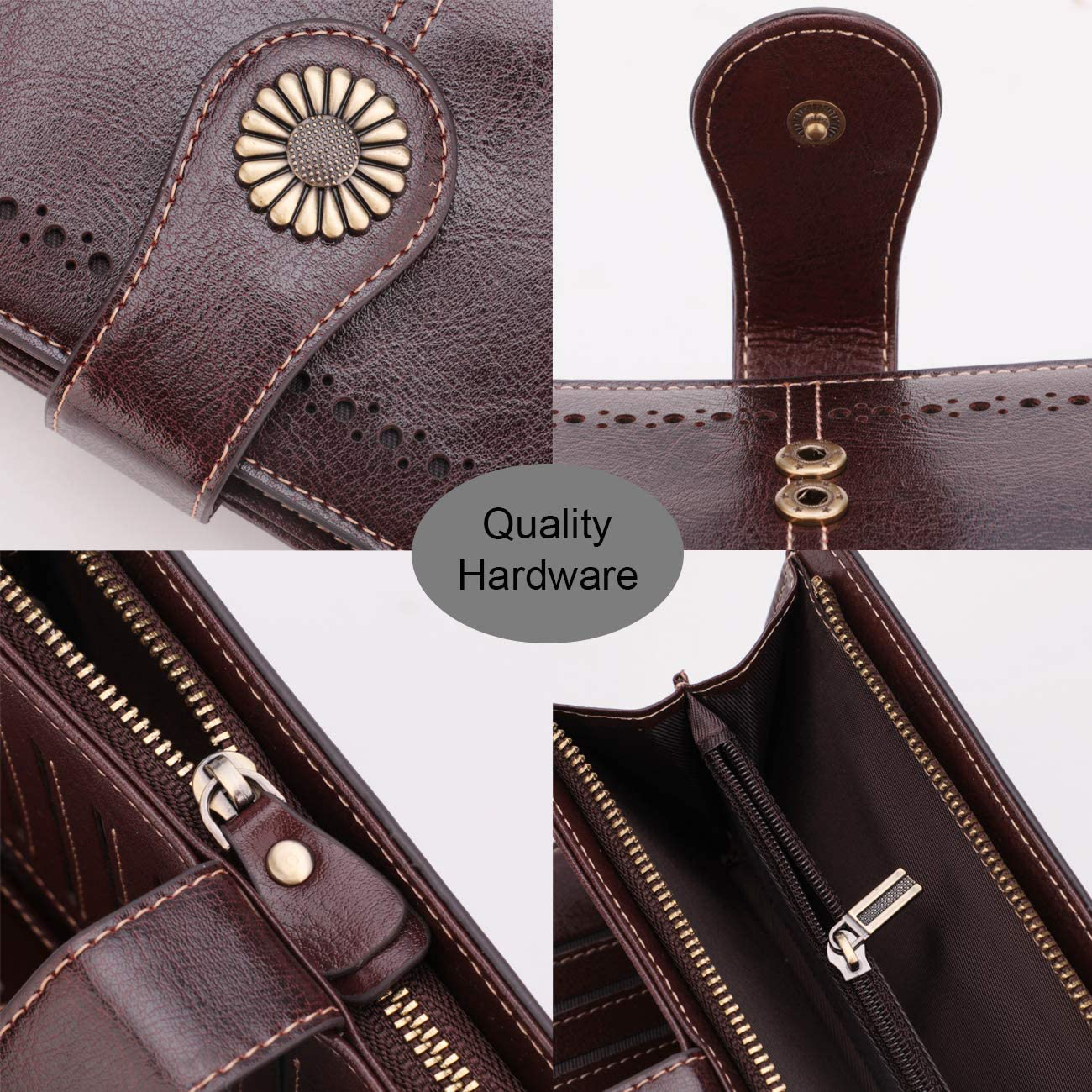 Lavemi Womens Large Capacity RFID Blocking Leather Wristlet Clutch Wallets Card Holder