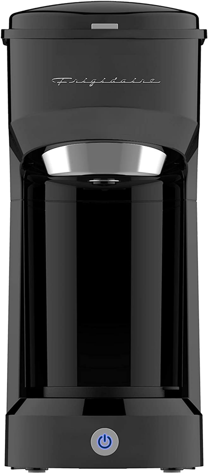 Frigidaire ECMK088-BLACK Retro Single Serve Maker, Brewer for Ground Coffee, BLACK