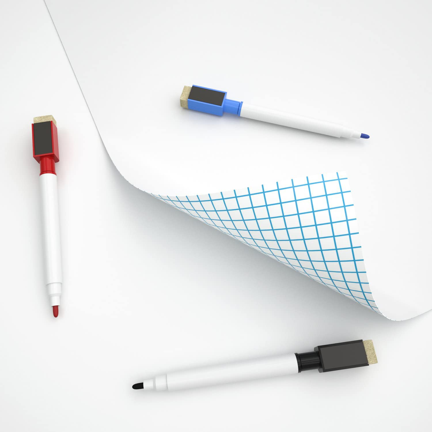 Nicpro Dry Erase Paper Stick On, 17.7" X 78.7"(6.5 ft）Self Adhesive White Contact Wallpaper Whiteboard Sticker Decal to Do List with 3 Color Water-Based Pens for Home Office