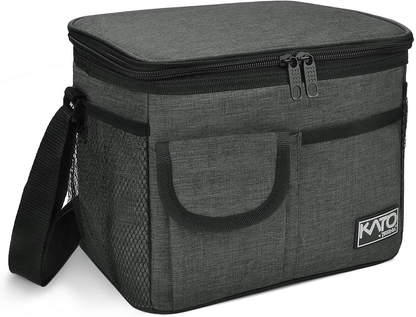 Tirrinia Insulated Lunch Bag w/Leather Handle for Women/Men, Leakproof Thermal Reusable Lunch Box Tote w/multifunctional Strap for Adult & Kids, Lunch Cooler for Work w/Durable Side Pocket, Khaki