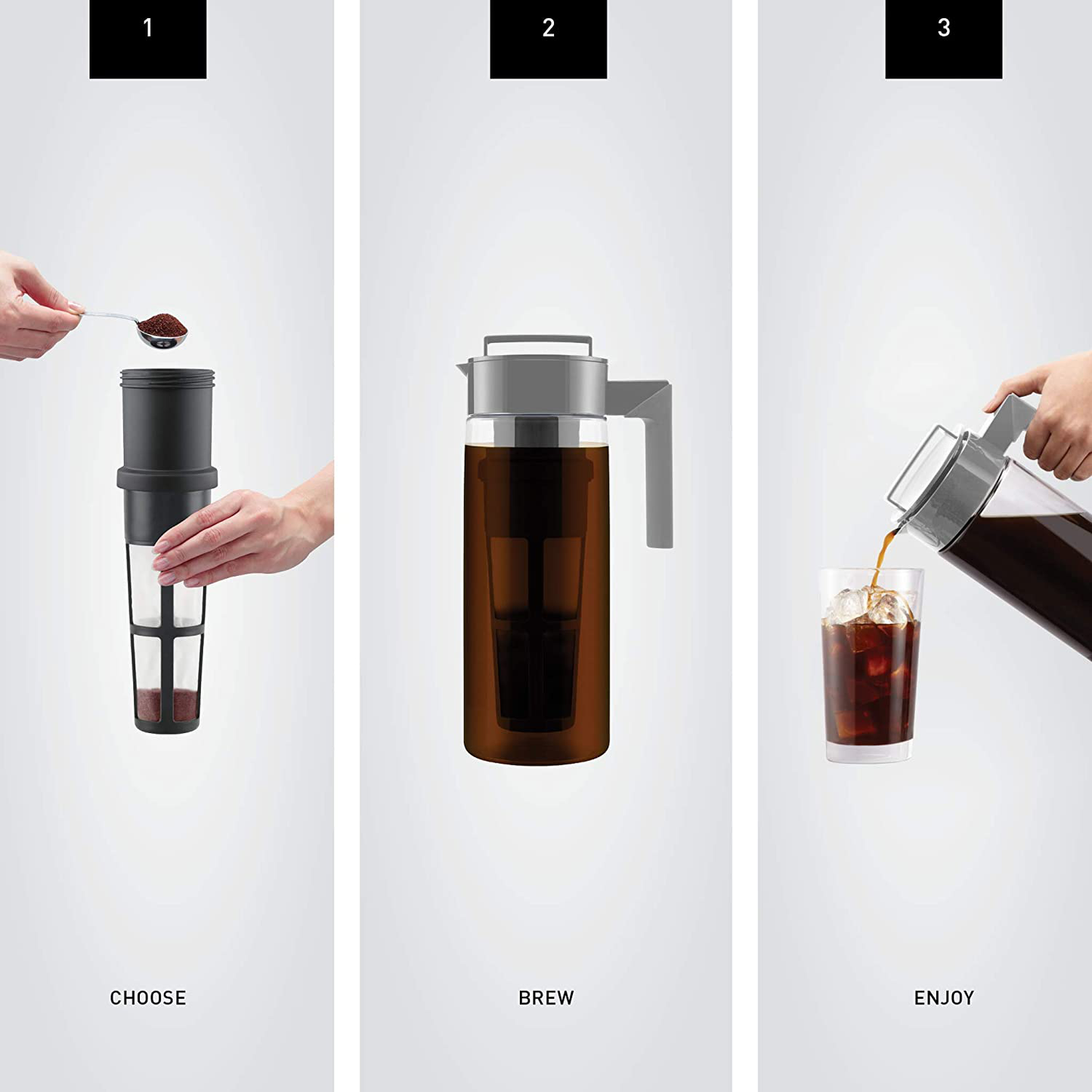 Takeya Patented Deluxe Cold Brew Coffee Maker, Two Quart, Stone