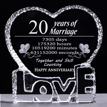 YWHL 20 Year 20th Wedding Anniversary Crystal Sculpture Keepsake Gifts for Her Wife Girlfriend Him Husband (20 Year)