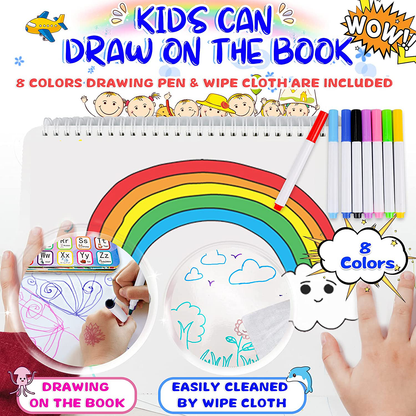 HeyKiddo Toddler Busy Book, Autism Toys for Kids, Preschool Learning Activity Binder, 16 Themes with Colorful Pages, Educational Book for Autism & Special Needs, Drawing Book for Home School Learning