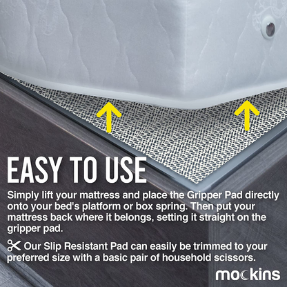 Mockins Full Size 48" x 72" Slip Resistant Mattress Pad | Prevents Mattress & Topper from Slipping & Sliding | Strong & Durable Gripper Pad | Multi-Purpose & Customizable…
