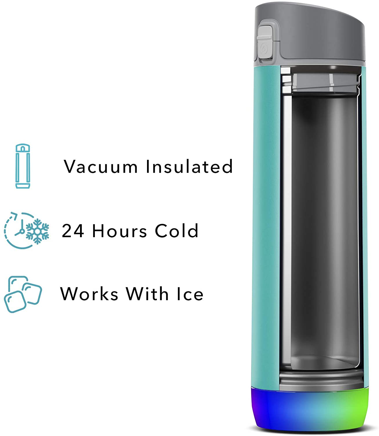 HidrateSpark STEEL Smart Water Bottle, Tracks Water Intake & Glows to Remind You to Stay Hydrated - Chug Lid