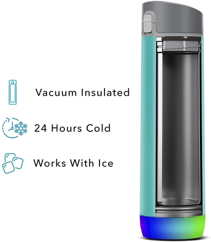 HidrateSpark STEEL Smart Water Bottle, Tracks Water Intake & Glows to Remind You to Stay Hydrated - Chug Lid