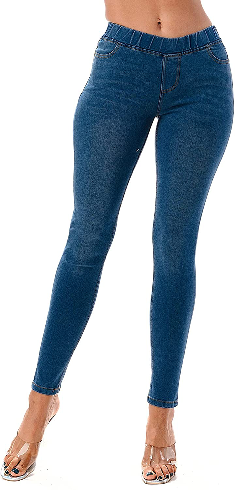 Women's High Waisted Stretchy Slimming Pull-On Skinny Denim Jegging Jean Legging