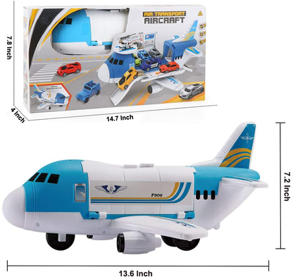 Tuko Transport Cargo Airplane Car Toy Play Set for 3+ Years Old Boys and Girls(Blue)