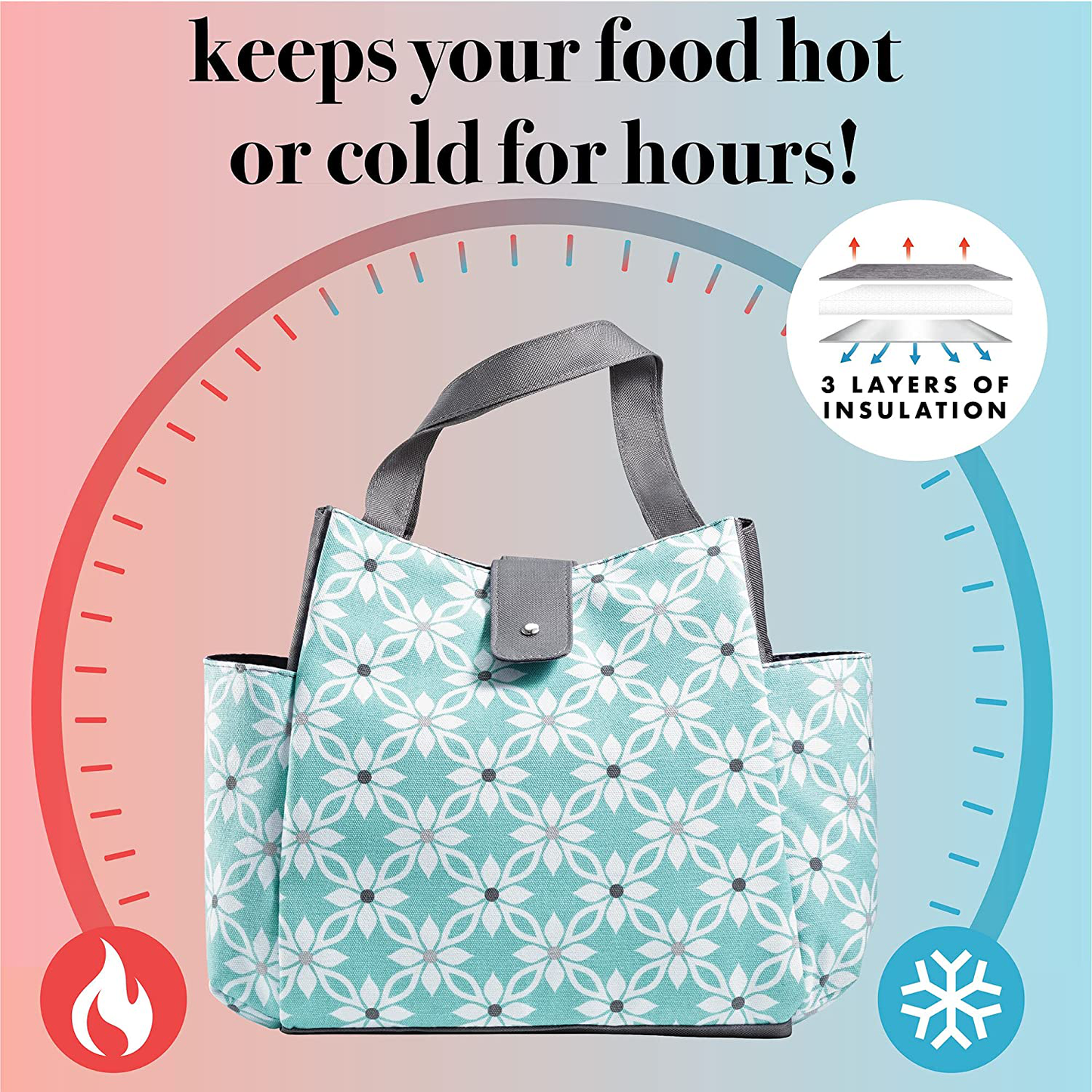 Fit + Fresh Westport Insulated Soft Liner Lunch Bag Kit, Classic Navy Dot