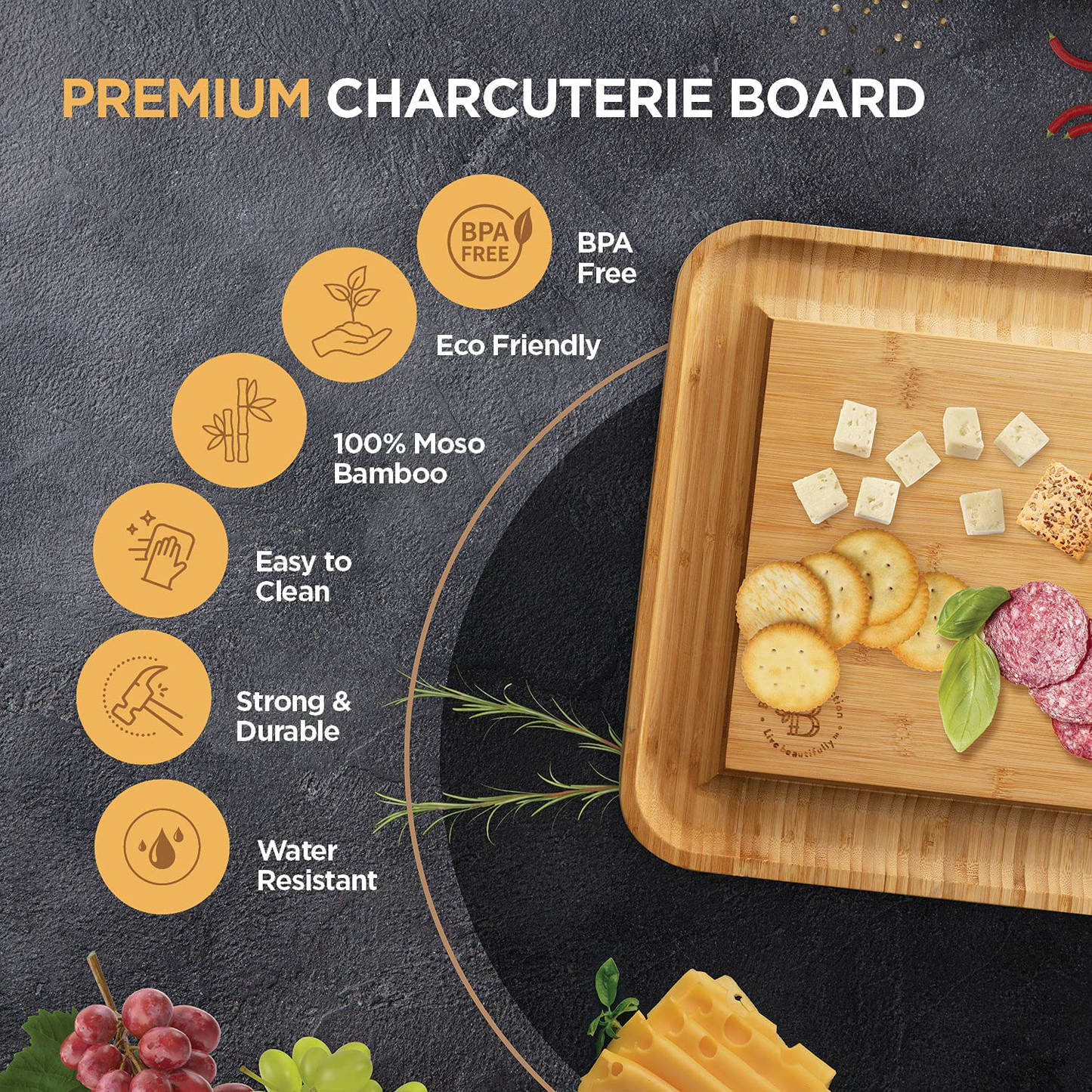 Cheese Board and Knife Set - Unique Gift for Wedding, Housewarming, Bridal Shower, Birthday