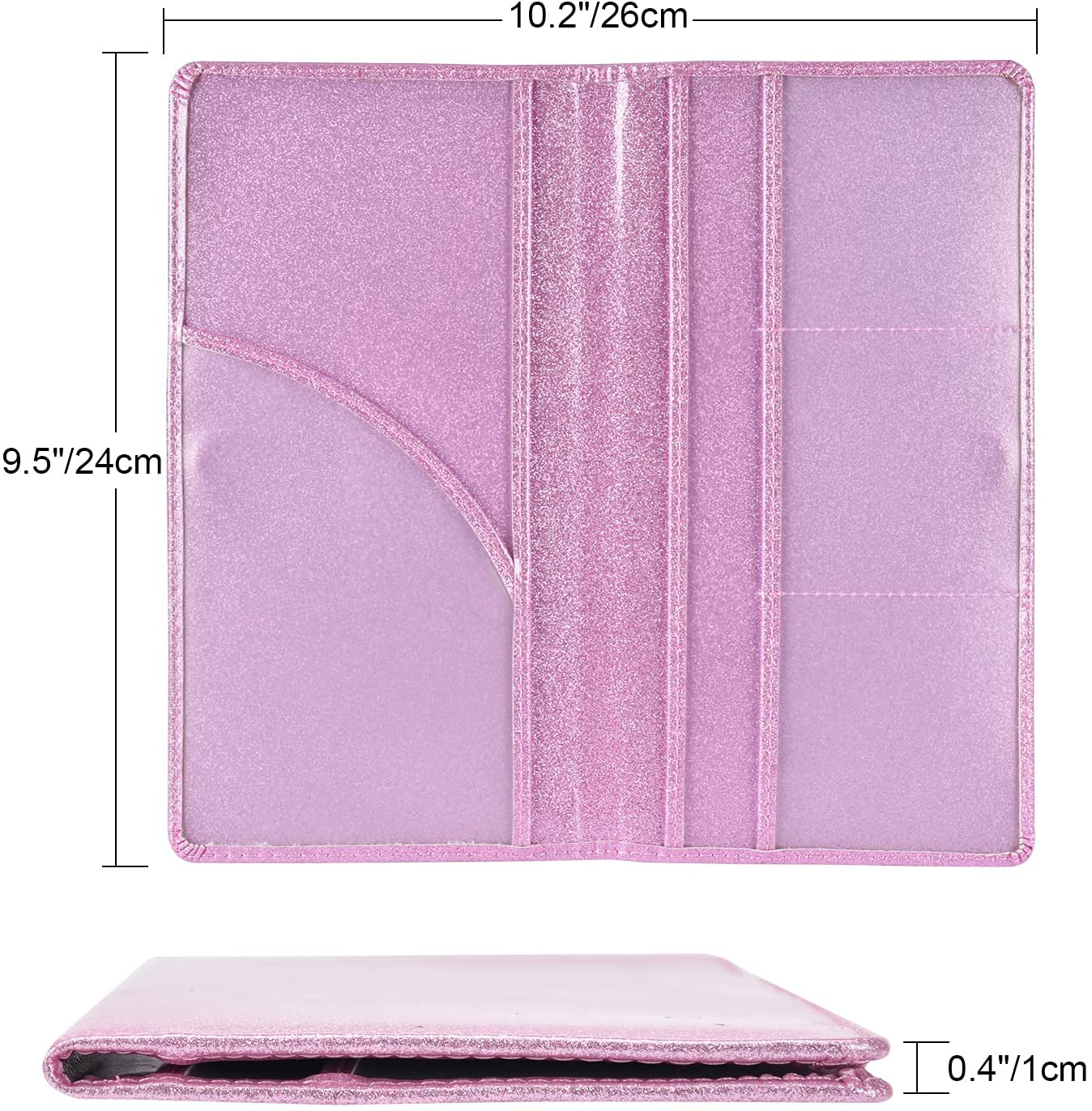 Car Registration and Insurance Holder, Vehicle Glove Box Car Organizer Men Women Wallet Accessories Case with Magnetic Shut for Cards, Essential Document, Driver License by Cacturism, Bling Pink