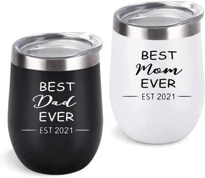 New Parents Tumbler Set (12oz, Black and White)