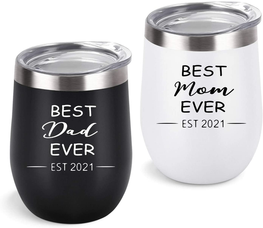 New Parents Tumbler Set (12oz, Black and White)