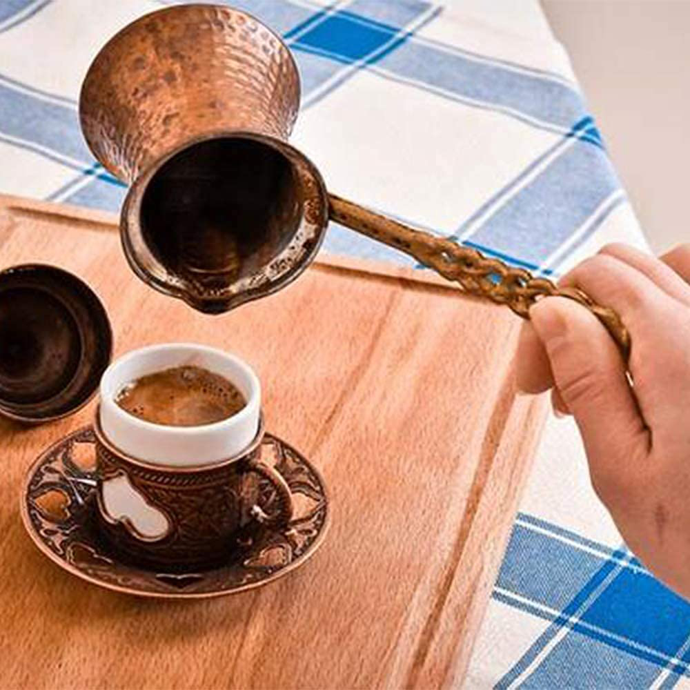 Turkish Coffee Pot, Greek Arabic Coffee Maker, Hammered Copper Coffee Cezve, Small Pot, Stove Top Coffee Maker (5 Pots set)