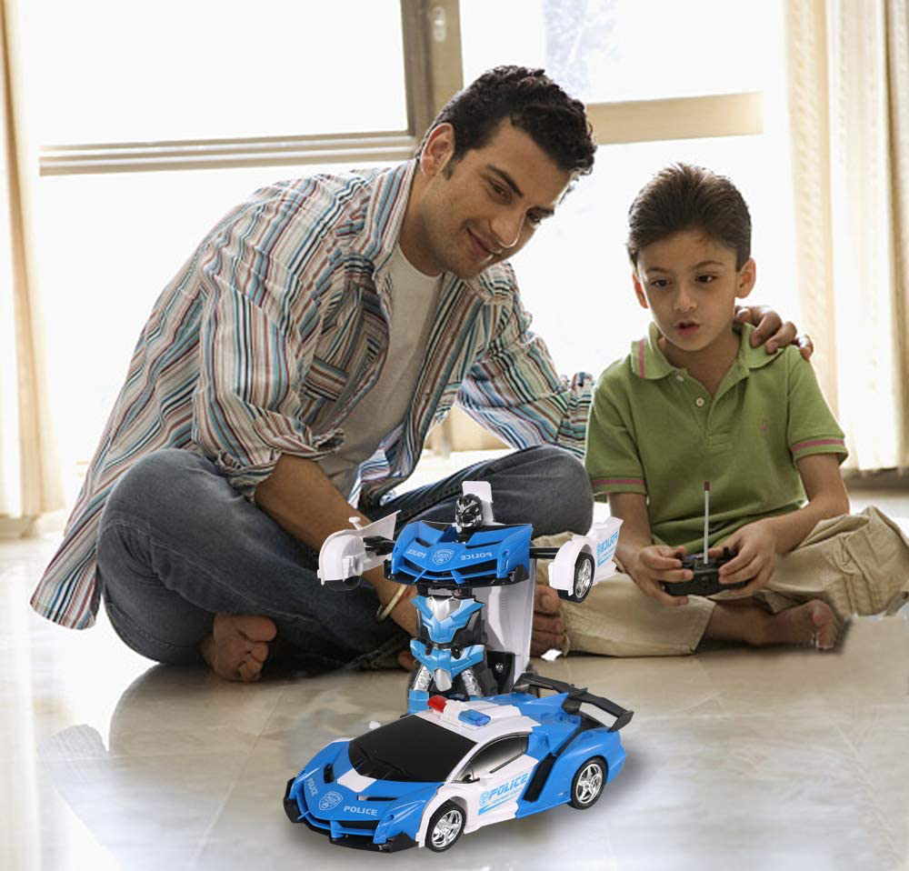 FIGROL Transform RC Car Robot, Remote Control Car Independent 2.4G Robot Deformation Car Toy with One Button Transformation & 360 Speed Drifting 1:18 Scale
