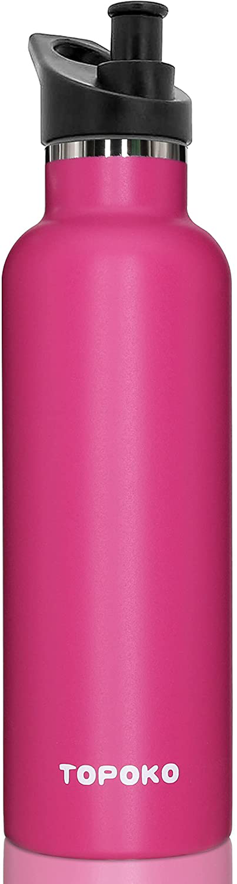 TOPOKO 25 OZ Hydro Double Wall Flask Stainless Steel Water Bottle, Bite Valve Top, Vacuum Insulated, Sweat Proof, Leak Proof Sports Thermos. Standard Mouth 25oz, BPA-Free, Keep Cold 24 Hours (Black)
