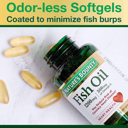 Nature’s Bounty Fish Oil, 1200mg, 360mcg of Omega-3, 200 Rapid Release Softgels