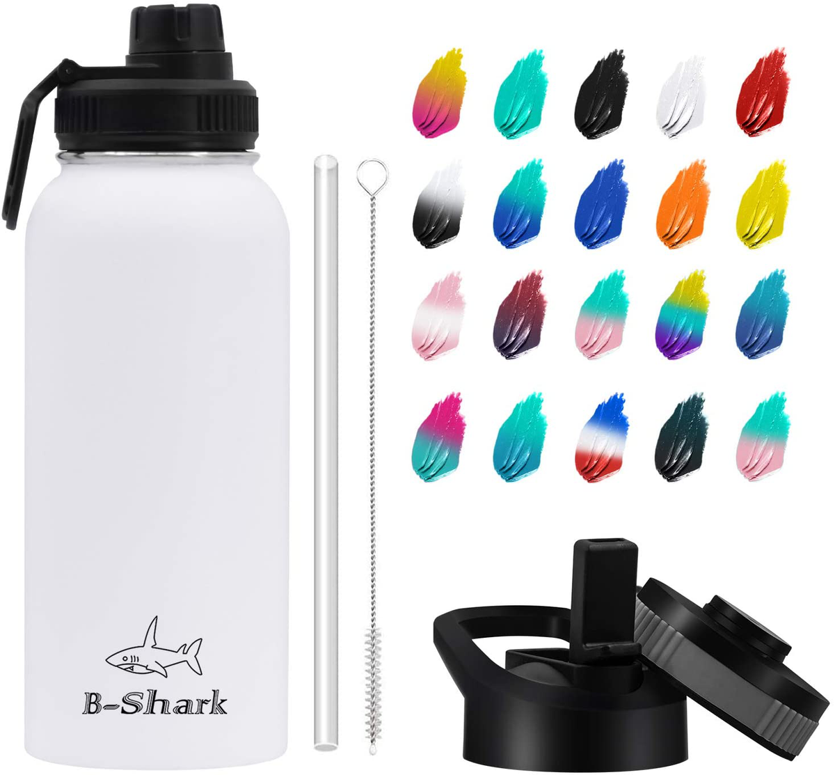 Water Bottle - 24/32/40 oz Water Bottle with Straw, Double Wall Vacuum Stainless Steel Water Bottle with 3 Option Lid Keeps Hot or Cold, Leak Proof Sports Water Bottle for Camping Travel, Office and Outdoor