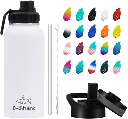 Water Bottle - 24/32/40 oz Water Bottle with Straw, Double Wall Vacuum Stainless Steel Water Bottle with 3 Option Lid Keeps Hot or Cold, Leak Proof Sports Water Bottle for Camping Travel, Office and Outdoor