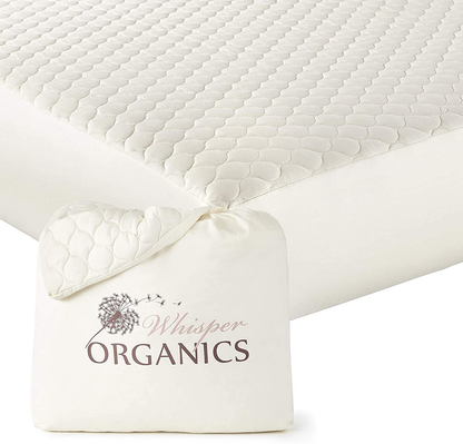 Whisper Organics 100% Organic Cotton Quilted Mattress Cover, 17" Deep - GOTS Certified (California King)