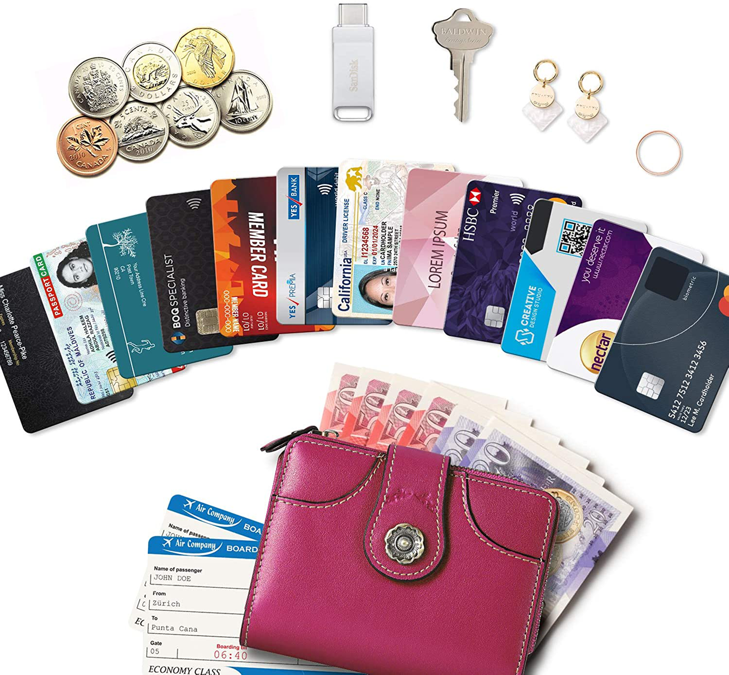 Women Premium Genuine Leather Wallet Credit Card Clutch Wallets,RFID Blocking Zipper Pocket Purse with ID Window