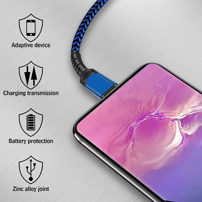 5 Pack (3/3/6/6/10FT) Nylon Braided USB C Fast Charging Cord - Compatible with Samsung Galaxy and more