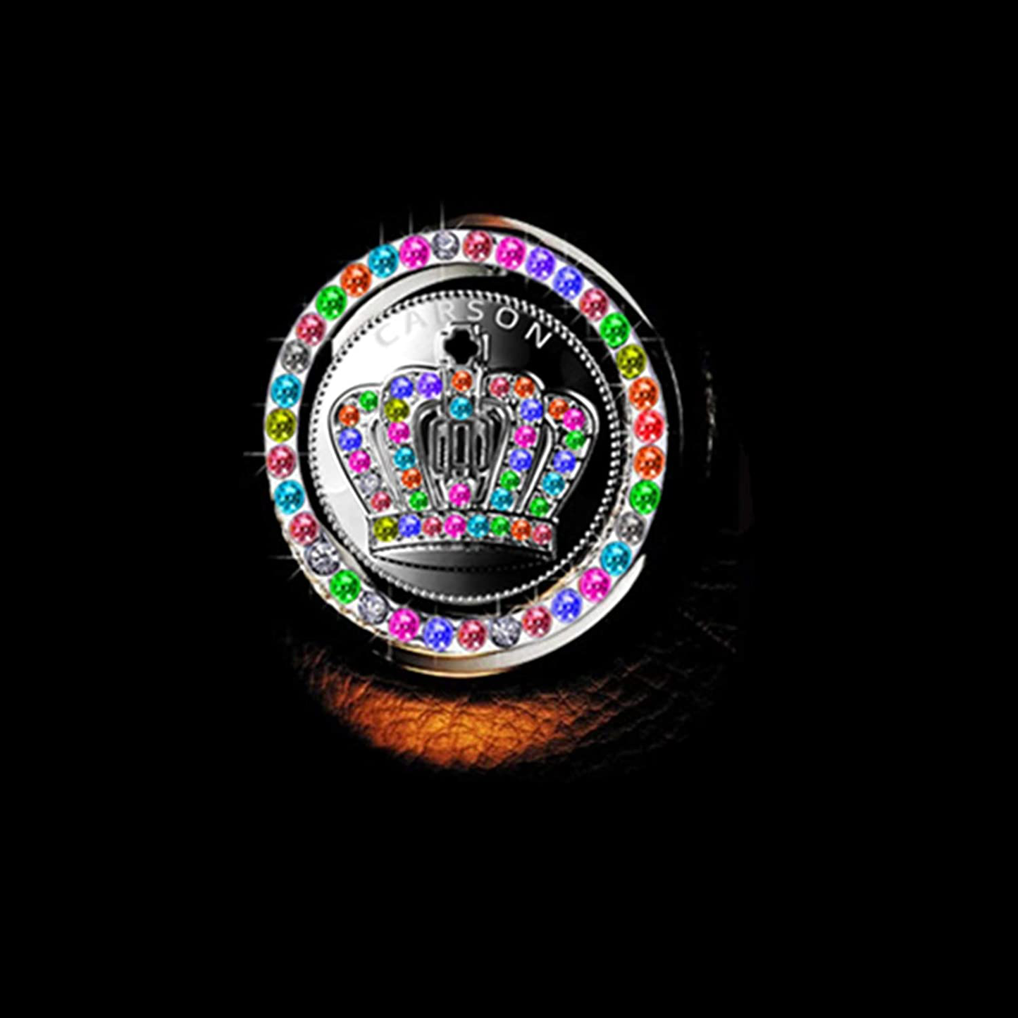 Personality Car Interior Emblem Crystal Ring Sticker,Automotive Parts Start Engine Ignition Button Key & Knobs Key Ignition & Knob Bling Ring, Car Glam Interior Accessory, Unique Women Gift(Silver)