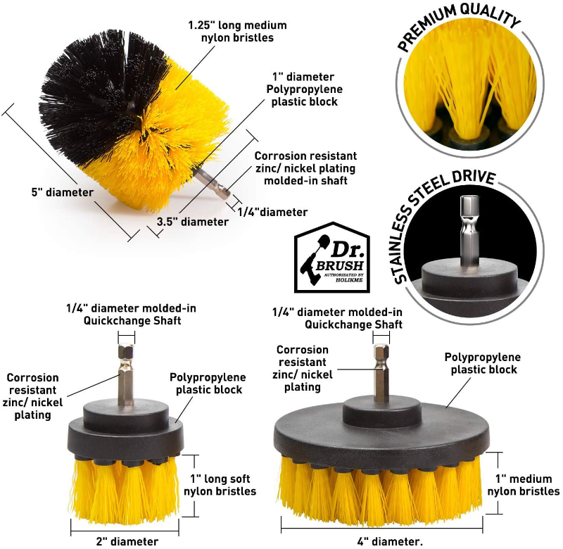 8 Piece Drill Brush And Scouring Pad Attachment Set 