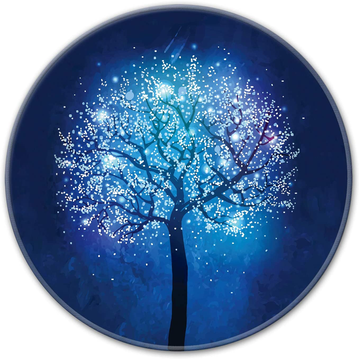 HOPONY Mouse Pad with Stitched Edge, Premium-Textured Mouse Mat with Waterproof Non-Slip Rubber Base, Cute Round Mousepad for Laptop Computer Office Desk Accessories,7.9 x 7.9 inch, Blue Marble