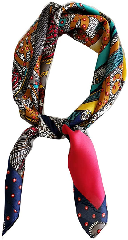 FONYVE Silk Feeling Scarf Medium Square Satin Head Scarf for Women 27.5 × 27.5 inches