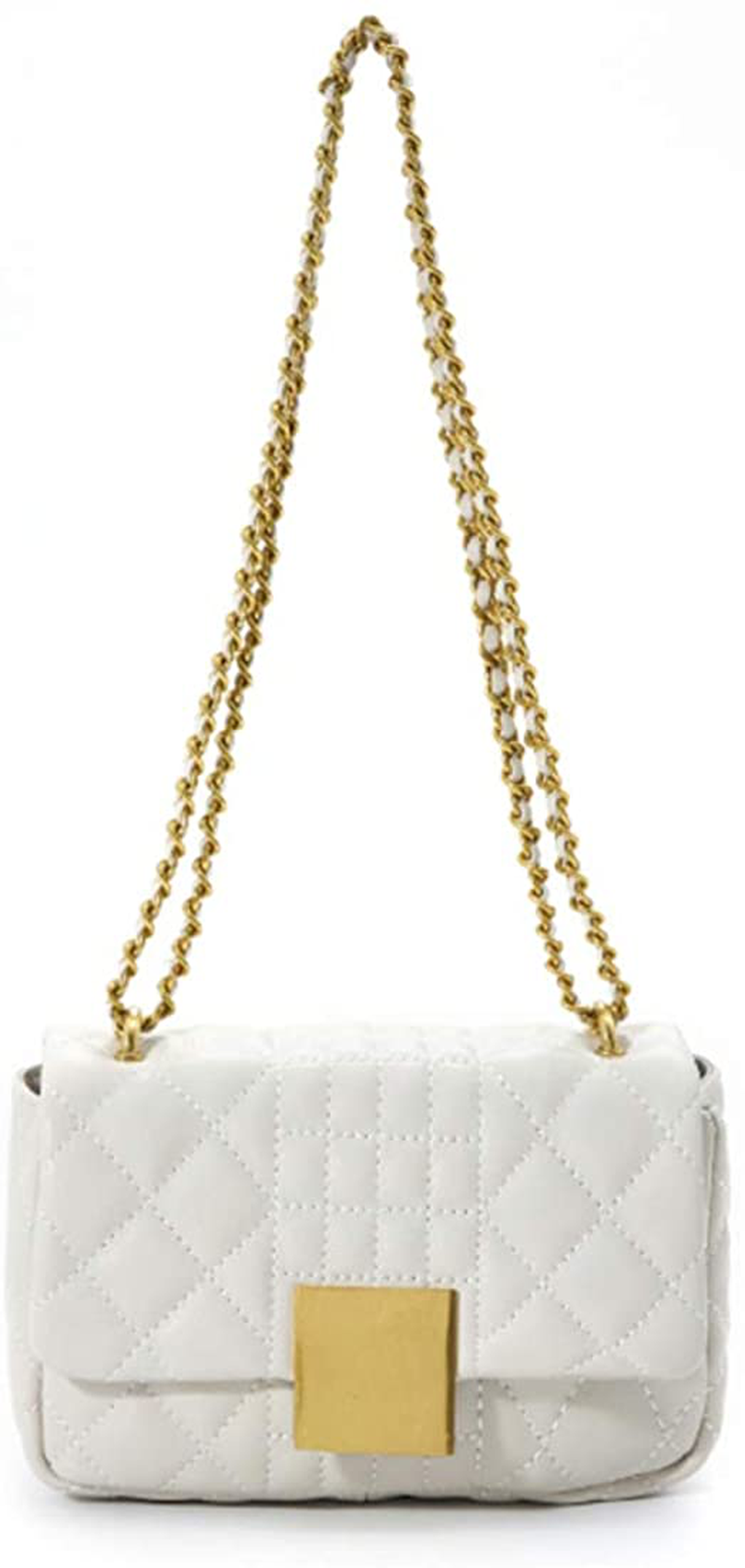 Women's Quilted Purses and Handbags Genuine Leather Quilted Chain Purse Shoulder Bag Small Crossbody Bag Purse