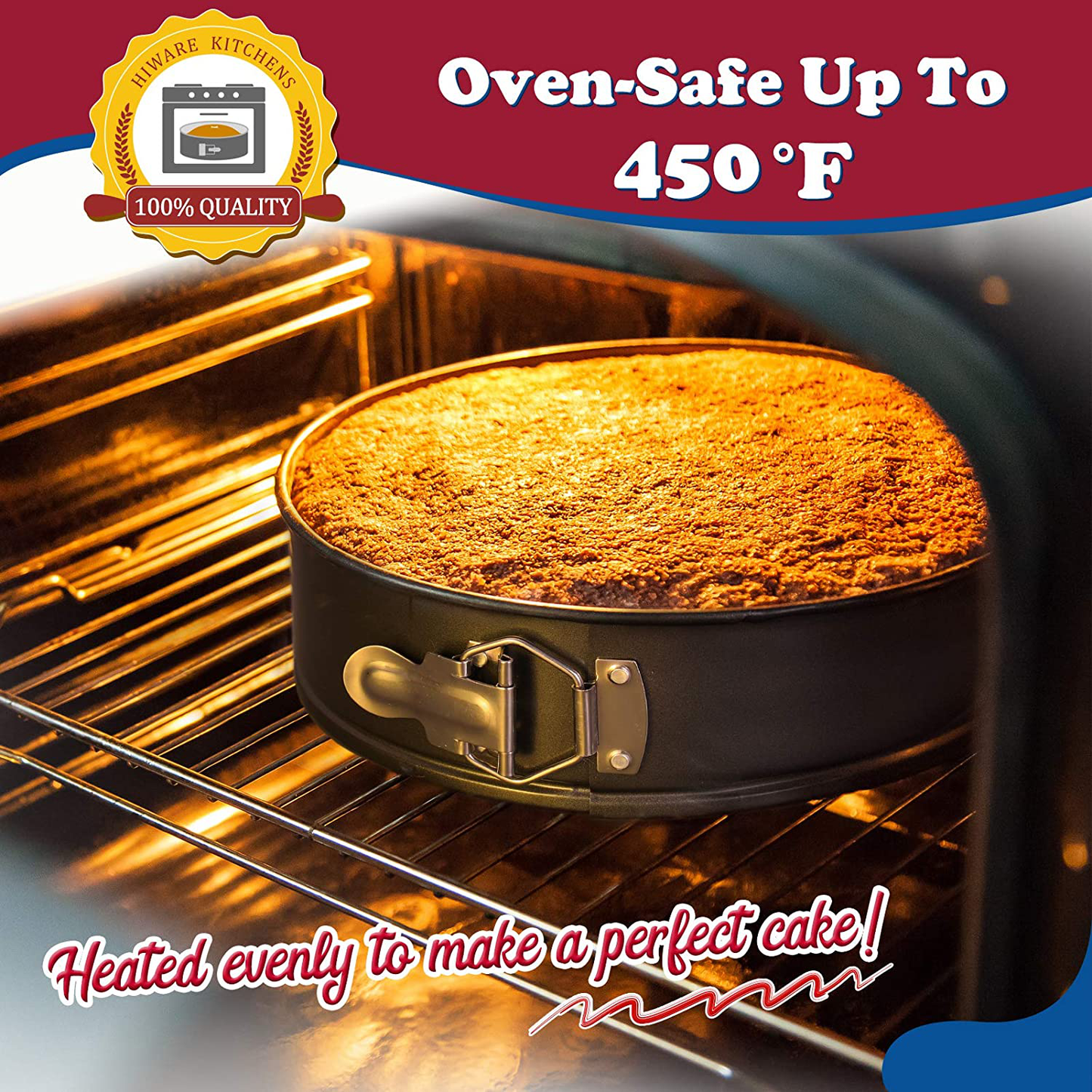 Hiware 10 Inch Non-stick Springform Pan with Removable Bottom / Leakproof Cheesecake Pan with 50 Pcs Parchment Paper